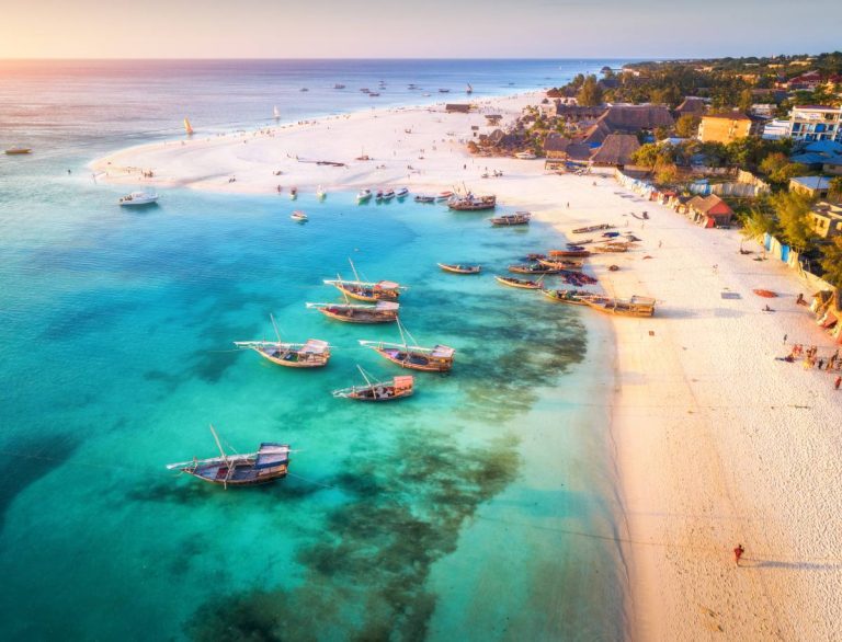 beach and fishing boats zanzibar