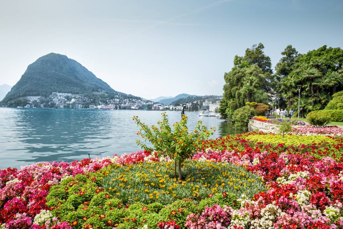 park on the shore of lago di lugano 