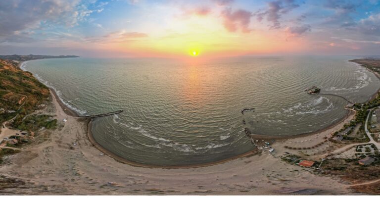 Panorama of coast by village Karpen and nearby to Golem city in Albania © Shutterstock